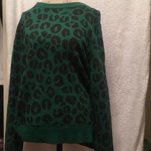 Green leopard print sweater